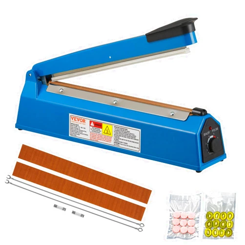 VEVOR Impulse Sealer12inch,Manual Heat Seal Machine with Adjustable Heating Mode,ABS Shrink Wrap Bag Sealers for Plastic Mylar PE PP Bags,Portable Poly Bag Sealing Machine with Extra Replace Kit, Blue