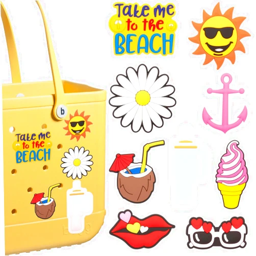 SaikerMan Beach Series Charms for Bogg Bag, 9 pcs Accessories Compatible with Bogg Beach Tote Bag