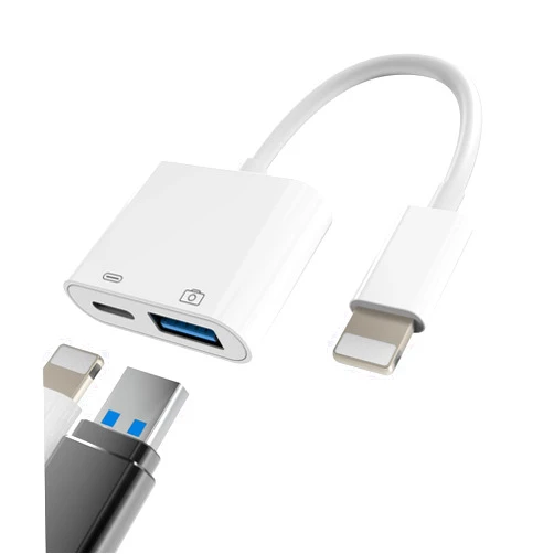 Aksenli Lightning to USB Adapter OTG Cable Connector for iPhone 13 12 11 Mini Pro Max X Xs Ipad Male Converter Apple Splitter and Charger Charge Female Port Camera Keyboard Mouse Adaptador para Hub Charging