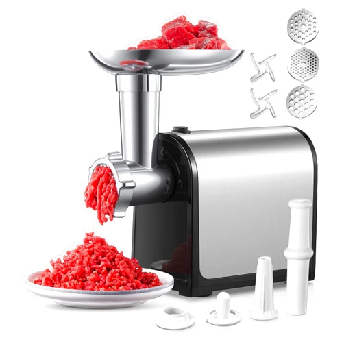 HOUSNAT Electric Meat Grinder, 2600W Max Meat Grinders for Home Use, HOUSNAT 3 in 1 Heavy Duty Meat Mincer with 2 Blades and 3 Plates, Sausage Stuffer Tube & Kubbe Kit, Stainless Steel