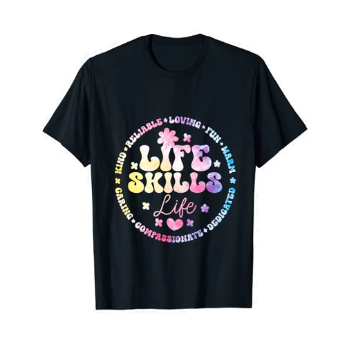 Cute Tie Dye Life Skills Crew For Back to School Groovy Life Skills Life Teacher Special Ed SPED Squad T-Shirt