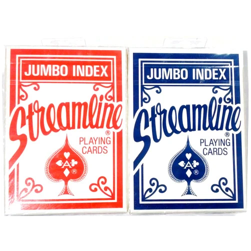 WMU United States Playing Cards Company Streamline Jumbo Index Playing Cards, 2 Pack, [1 Red + 1 Blue]