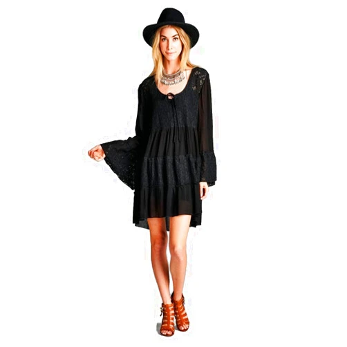 Velzera Boho Chic Ruffles and Lace Tunic