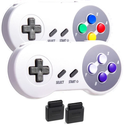 MODESLAB 2 Pack 2.4 GHz Wireless Controller Gamepad Compatible for Retro SNES [7 Pin Connector] [Plug & Play] [Rechargeable] (Non PC USB Version)