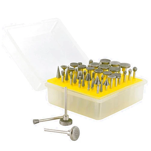 RamPro Ram Pro 1/8 Inch Shank Diamond Coated Rotary Burrs Set with High Quality Diamond Round Ball Heads Perfect for Medium Material Removal by Carving, Etching, Grinding, Sanding, etc