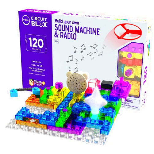 E-Blox Building Blocks STEM Circuit Kit, 120 Projects, Build Your Own Sound Machine & Radio, Build Real Working FM Radio & Listen to Favorite Station, Science, Birthday Gift, Boys, Girls, 8+