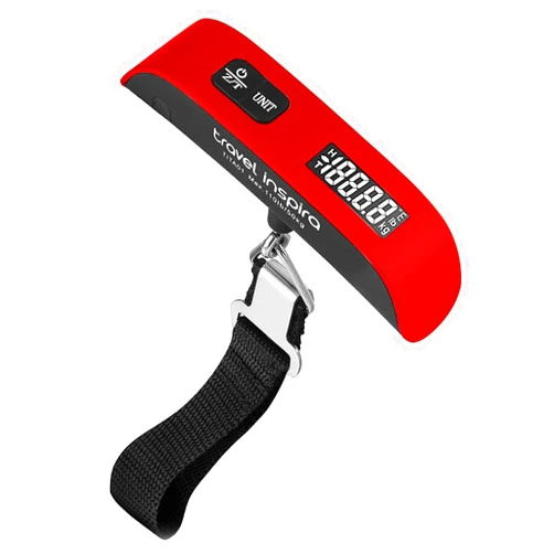 travel inspira Luggage Scale, Portable Digital Hanging Baggage Scale for Travel, Suitcase Weight Scale with Rubber Paint, 110 Pounds, Battery Included