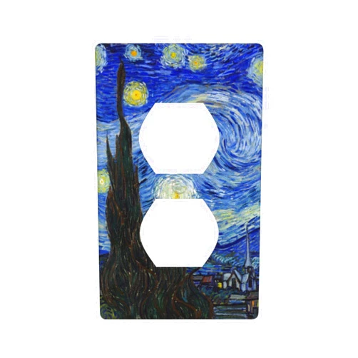 BoeshiBa One Gang Duplex Outlet Switch Plate Wall Plate Cover - Van Gogh: Starry Night