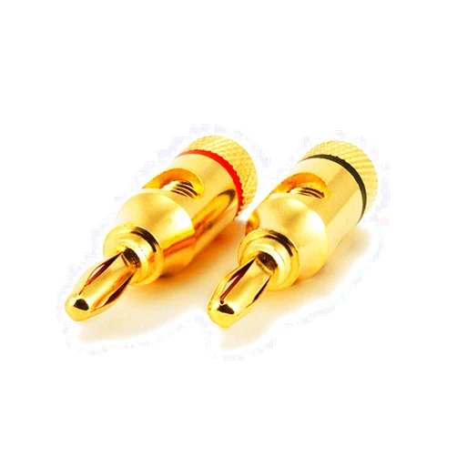 Monoprice 24k Gold Plated Speaker Banana Plugs, Open Screw Type (1 Pair)