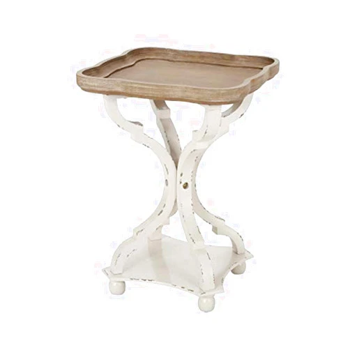 Christopher Knight Home Eudora French Country Accent Table with Square Top, Natural + Distressed White