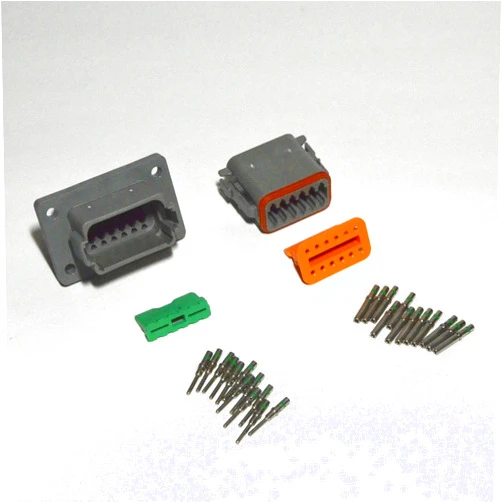 Deutsch 12-pin 14-16AWG Flange Connector Kit Solid Contacts (Made in USA)