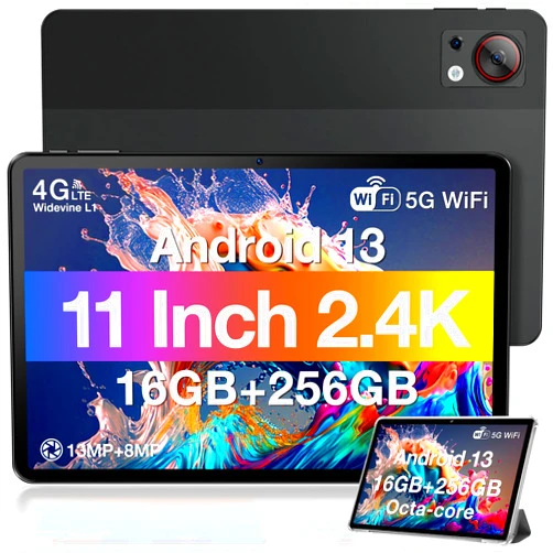 DOOGEE T30S Android Tablet, 2.4K 11 Inch Tablet Android 13 Tablets with Octa Core Processor, 16GB RAM 256GB ROM, 8580mAh, Dual 13MP Camera, 4 Speakers, 5G WiFi+4G LTE, BT5.0, GPS, Black