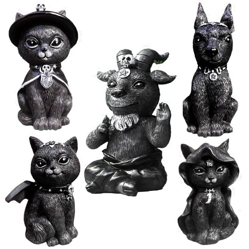 WISSLERMER 5 Sets of Halloween Resin Crafts, Home Decoration Ornaments, Cats, Dogs, Skeletons, Halloween Decoration Statues