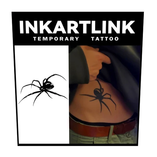 INKARTLINK Tattoo Tech, 2 Sheets Medium Semi Permanent Tattoo, Adult Art Design Temporary Tattoos, Lasts 1-2 Weeks, Waterproof, Realistic Look, No Adhesive, No Reflection (Spider Design)