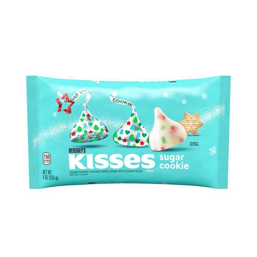 HERSHEY'S KISSES Sugar Cookie Flavored White Creme, Christmas Candy Bag, 9 oz