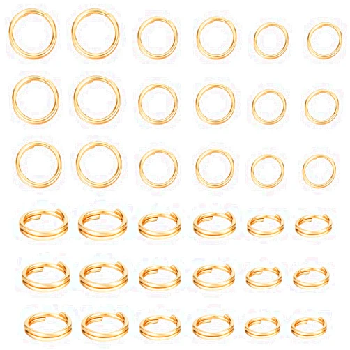 Beebeecraft 1 Box 300Pcs 3 Size Split Rings 18K Gold Plated Stainless Steel O Ring Connectors Double Loops Split Small Key Jump Rings for Bracelet Necklace Jewelry Making 5~7mm