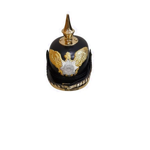 Akmad Leather Brass Eagle Helmet Leather Pickle Haube Helmet Adult Size Head wear Polished New