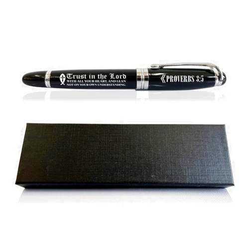 SUSZDOU Proverbs 3:5 Inspirational Bible Verse Pen, Trust in the Lord with All Your Heart, Christian Pens, Scripture Pens, Bible Prayer Gift Pens, Engraving Pen Gift, Ballpoint Pen, Pens for Christian