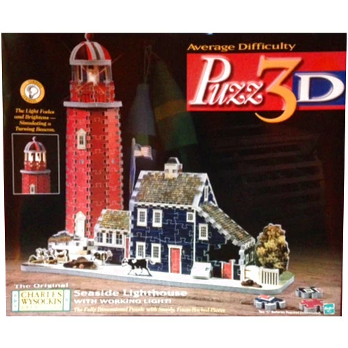 Hasbro Puzz 3D Seaside Lighthouse with Working Light! - Original CHARLES WYSOCKI'S Americana Series