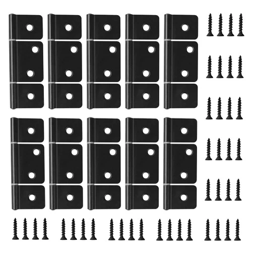 TNITRIB Three Leaf Non-Mortised Hinge with Screws for Mobile Home & RV Interior Furniture Windows Cupboard Etc- Black 10 Pack