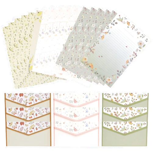 SEPGLITTER 27 PCS Stationary Writing Paper with Envelopes Set Cute Vintage Floral Letter Writing and Stationery Paper Envelopes（18 Sheets with 9 Envelopes）