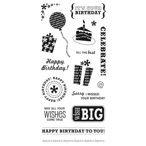 Fiskars 4-Inch-by-8-Inch Clear Stamp, Happy Birthday