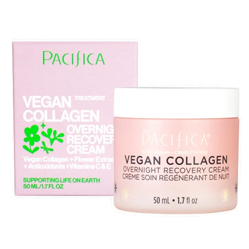 Pacifica Night Face Cream - Vegan Collagen Overnight Recovery Cream, Nighttime Face Cream for Anti-Aging & Wrinkles, Improves Dry Skin & Redness Vegan, Clean Beauty, Dermatologist Tested