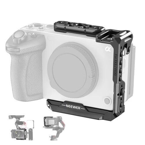 NEEWER FX3 FX30 Half Cage for Sony FX3 FX30 Camera, Aluminum Video Rig with NATO Rail, 3/8