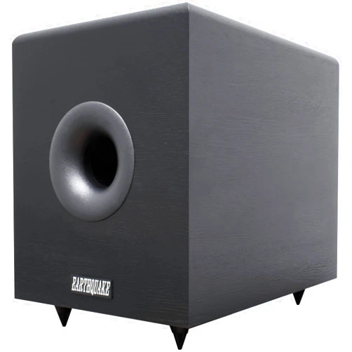 EARTHQUAKE SUB-80X Powered Down-Firing Home Subwoofer - 300W 8-inch Class AB Amplifier for Home Audio, Black Ash