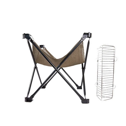 DesignNest, FoldingFire BBQ Grill, Foldable, Portable Firepit with Stainless Steel Cooking Grate, Campfire, Outdoor Fire Pit, Bonfire, Backyard Fireplace, Carrying Bag Included, Medium, Black