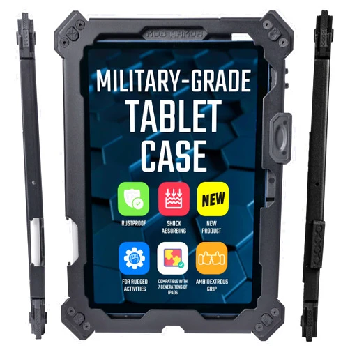 Mob Armor X Series iPad Case - Tablet Cover with Black Powder-Coated, Aircraft-Grade, Rustproof, Aluminum Construction, Compatible with iPad 10th Generations, Air 4/5, Pro 1/2/3/4th Except 12'9-10.9
