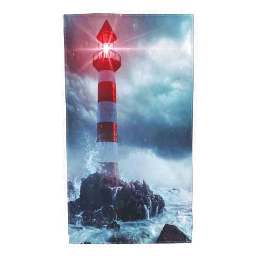 Mosytuky Hand Towel Lighthouse in A Stormy Sea for Bathroom Kitchen Fingertip Bath Towels 27.5 X 16 Inch Home Hotel Gym Laundry Room