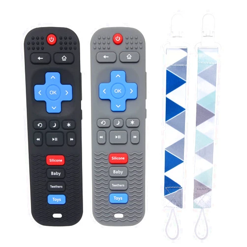 Eascrozn 2 pack Silicone Baby Teething Toys, Remote Control Shape Teething Toys for Babies 6-12 Months, BPA free, Soft and Textured Teether Relief Soothe Gums Baby Chew Toys