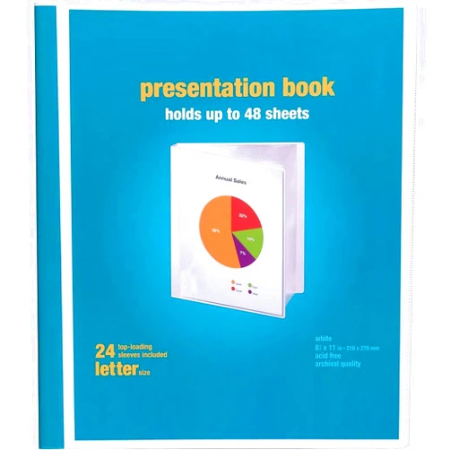 1InTheOffice Presentation Book with Sheet Protectors, Clear Cover Presentation Book, White 8.5 x 11, 24 Sleeves