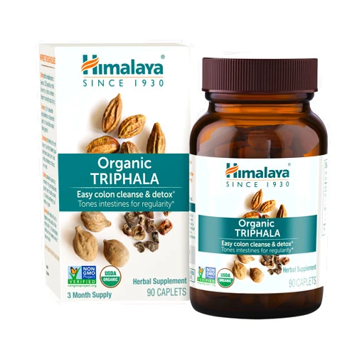 Himalaya Organic Triphala, 90 Day Supply - Digestive Health Supplement for Colon Cleanse & Occasional Bloating and Constipation Relief - USDA Organic, Vegan, Non-GMO, Gluten Free, 688 mg, 90 Caplets