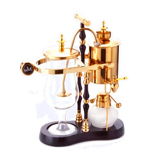 Diguo Belgian/Belgium Family Balance Siphon/Syphon Coffee Maker, Elegant Double Ridged Fulcrum with Tee Handle (Egyptian Black & Gold)