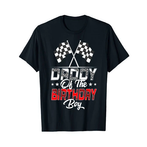 Birthday Racing Car Driver Checkered Flag Outfit Race Car Daddy of The Birthday Boy Racing Family Pit Crew T-Shirt