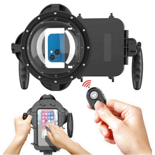 Adracwaro Waterproof Diving Swimming Case for iPhone 15/14/13/12/11 Pro Max Underwater Dome Port Housing Fit for Most Smart Phones Size from 4.5-7.0 Inches