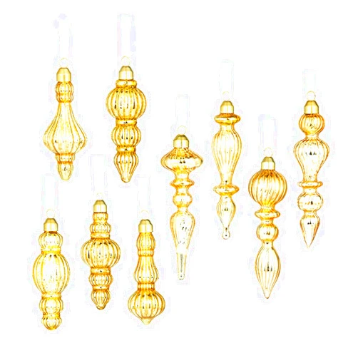 Generic Glass Christmas Ball Drop Finial Ornaments Holiday Trees Wreaths & Garland Decor Gold Color (9 Pieces)