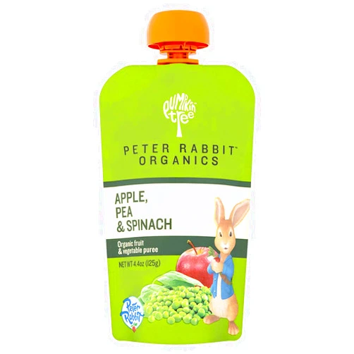 Pumpkin Tree Peter Rabbit Organics, Pea, Spinach and Apple Puree, 4.4-Ounce Pouches (Pack of 10)