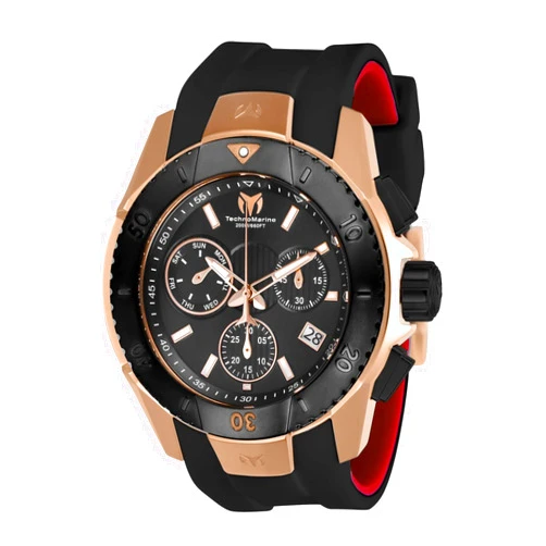 TechnoMarine Men's Black Quartz Watch TM616005 UF6, Gold, Quartz Watch, Chronograph (One Size, Multicolored)