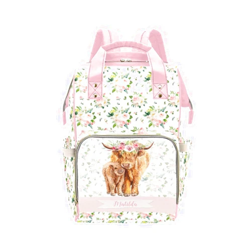 Generic Personalized Cute Cow Diaper Bag for Women, Custom Name Nursing Mommy Daypack, Diaper Bag for Baby Boy Girl, New Mom Gifts