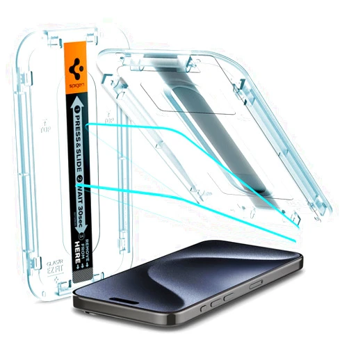 Spigen Tempered Glass Screen Protector [GlasTR EZ FIT] designed for iPhone 15 Pro [Case Friendly] - 2 Pack