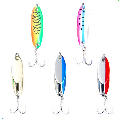 EXAURAFELIS 5pcs Fishing Lures Casting Spoon Lure Fishing Spoons Lures Trout Lure Bass Lure Crappie Lure Pike Lure Walleye Lure for Saltwater and Freshwater with Tackle Box 1/4oz 3/4oz