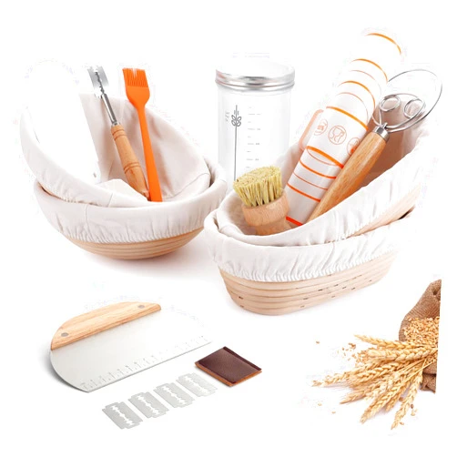 THUGEt Sourdough Starter Kit - Set of 2 Round and 2 Oval Proofing Bowl, Best Jar for Sourdough Starter Kit, and Baking Kits – Ideal for Everybody