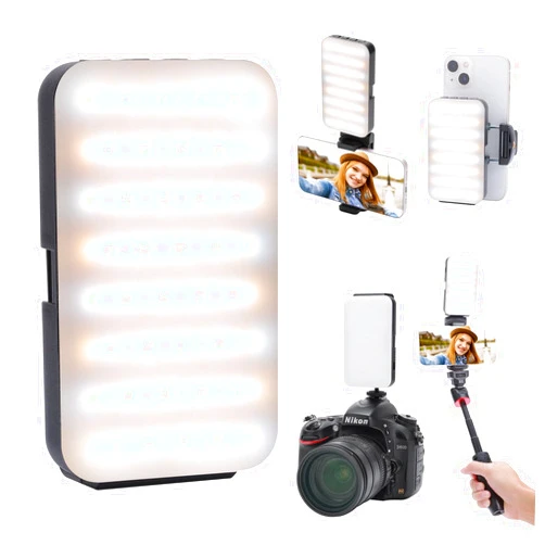 Newmowa Multifunctional Selfie Light with Phone Clip,Rechargeable Portable Light for Phone,Camera,3 Light Modes,Folding Phone Light for Selfie/Video Conference/Zoom Call/Live Stream/Makeup/TikTok