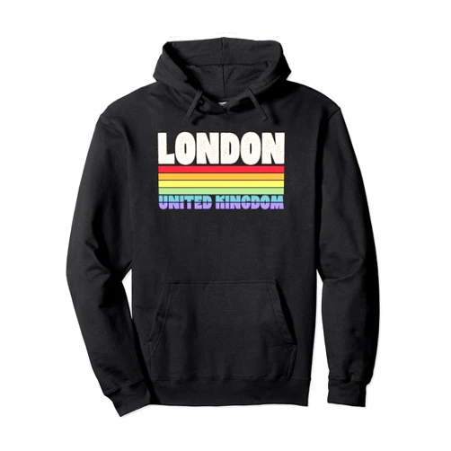 Queer Couple Gay Pride Stuff and Aesthetic Fashion London United Kingdom Rainbow Gay Pride Merch Retro Queer Pullover Hoodie