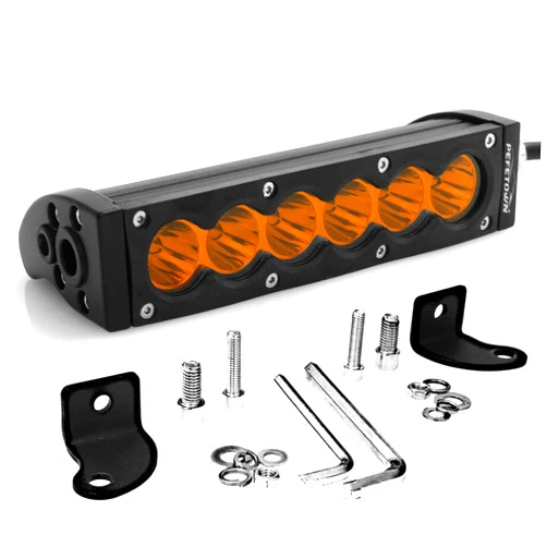 PEFETOWN Single Row Led Light Bar Ultra-Thin 2PCS 7inch 30watts (5w/Led) Super Bright Amber Yellow Spot Driving Fog Light Bar Off Road Lights for Jeep Truck ATV UTV SUV 4WD (2pcs7 inch 30w led bar)