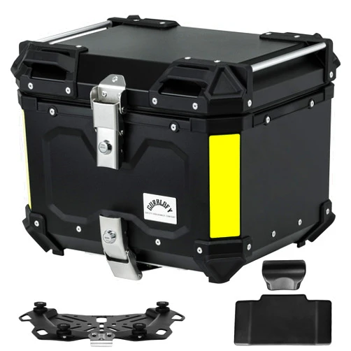 Gurblofy Motorcycle Top Case, 45L Aluminum Motorcycle Trunk, Motorcycle Tail Box Bag with Anti-Theft Lock System, Waterproof, Rustproof and Dustproof, Easy Installation with Universal Bracket, Black