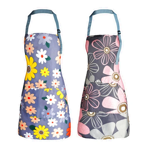 IHFAIO Apron for Women with Pockets, Adjustable Waterproof Floral Chef Aprons for Kitchen, Gardening, Cooking, BBQ or Baking